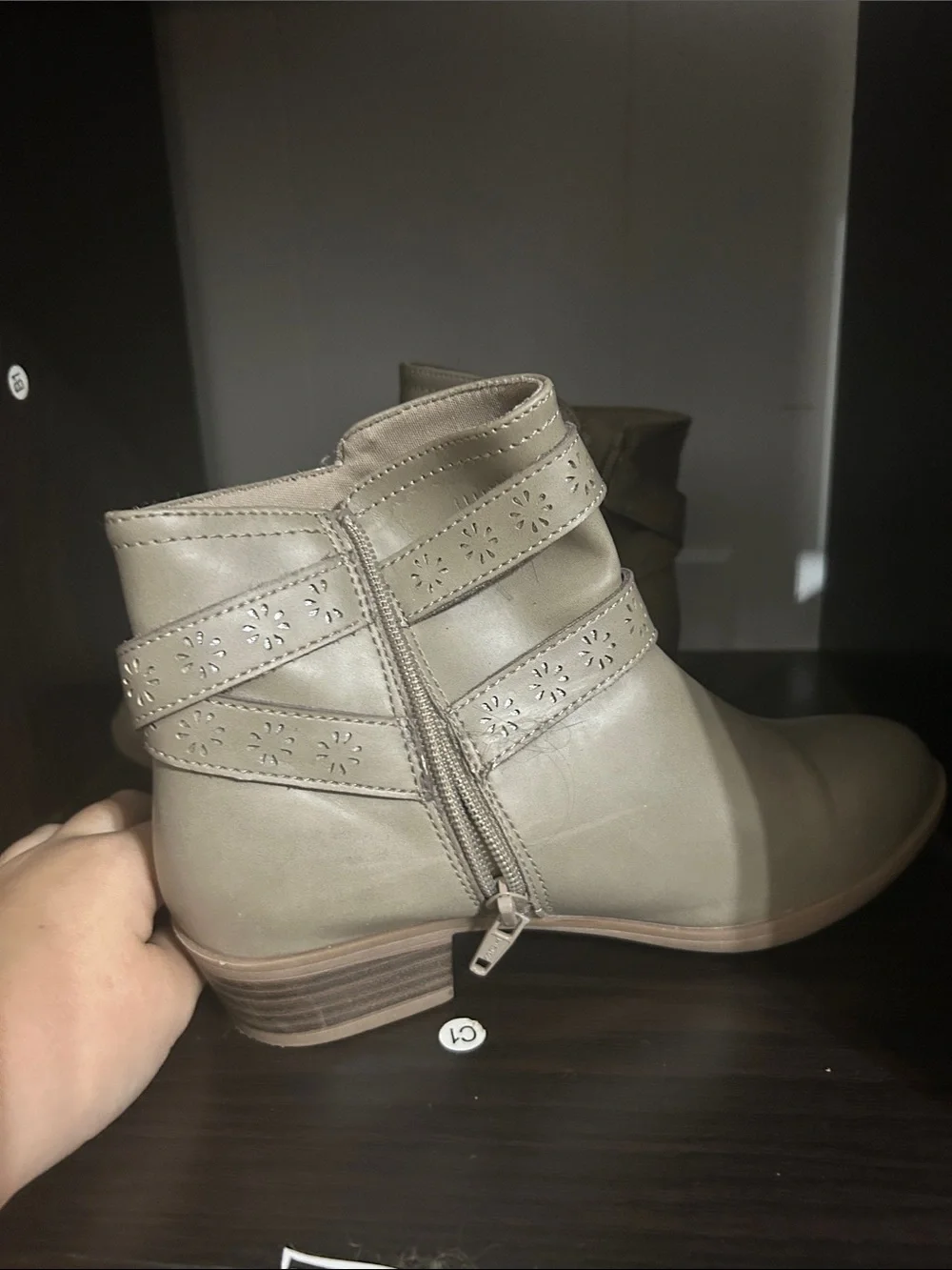 Women's Cream Ankle Booties with Decorative Straps